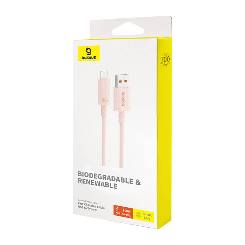 Fast Charging cable Baseus USB to USB-C Habitat Series 1m 100W (pink)