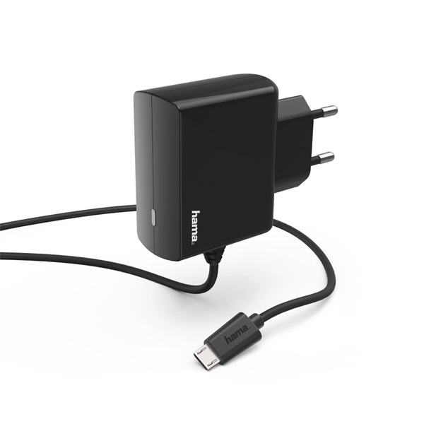 Hama hálózati töltő microUSB kábellel 2,4A, fekete (183247) Hama hálózati töltő microUSB kábellel 2,4A, fekete (183247)