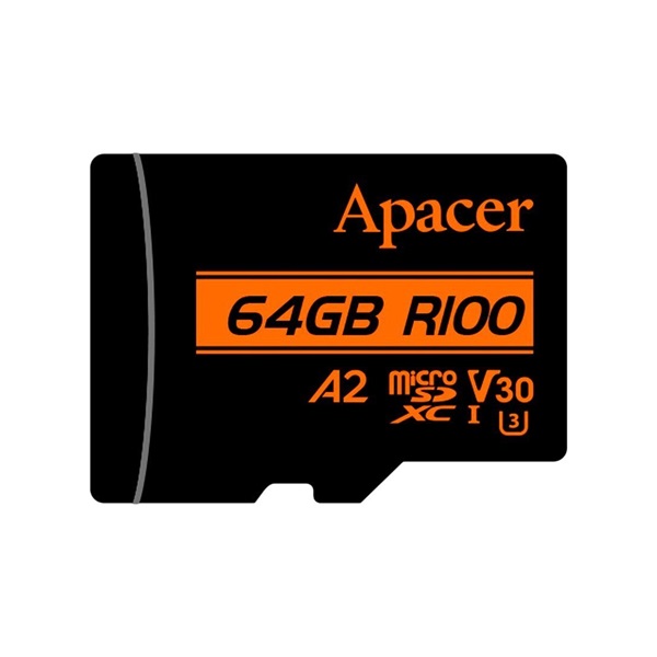 Apacer UHS-I U3 V30 A2 64GB MicroSD kártya + adapter Apacer UHS-I U3 V30 A2 64GB MicroSD kártya + adapter