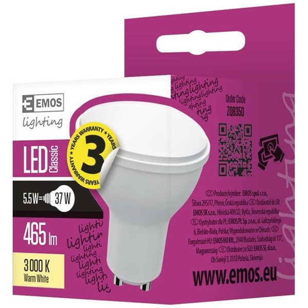 Emos LED izzó GU10 5.5W 465lm meleg fehér (ZQ8350)