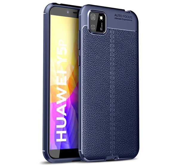 Szilikon telefonvédő (közepesen ütésálló, bőr hatású, varrás minta) SÖTÉTKÉK [Honor 9S]