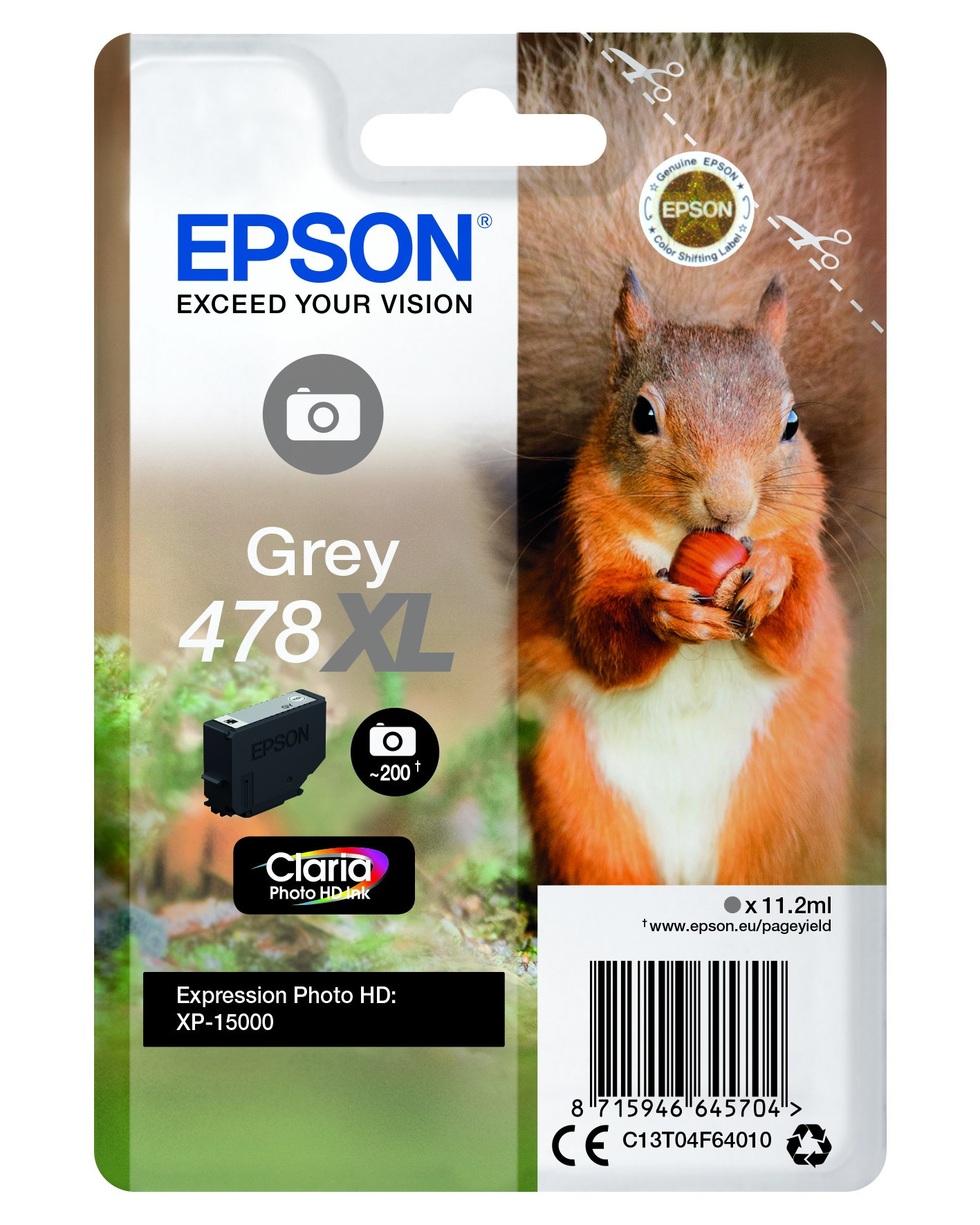 Epson T04F6 Tintapatron Szürke 11,2ml No.478XL Epson T04F6 Tintapatron Szürke 11,2ml No.478XL