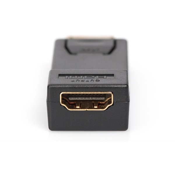 Digitus Kijelző csatlakozó / HDMI Átalakító [1x DisplayPort dugó - 1x HDMI alj] Fekete Kettős árnyékolás, reteszelhető, HDMI-re alkalmas