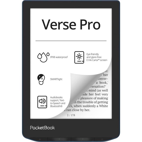 POCKETBOOK  PB634 VERSE PRO Azure  6"E Ink Carta 16GB  wifi E-book olvasó