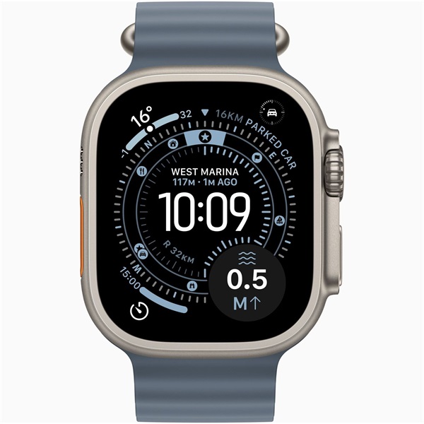 Apple Watch Ultra 3 Cellular 49mm natúr titántok, acélkék óceán