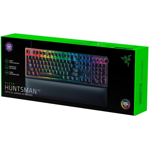 Razer Huntsman V2 Clicky Optical Switch (Purple) US billentyűzet fekete (RZ03-03930300-R3M1)