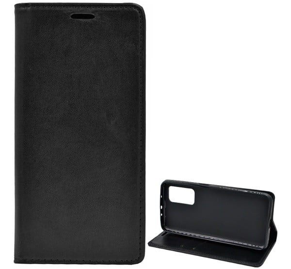 Tok álló, bőr hatású (FLIP, oldalra nyíló, asztali tartó funkció) FEKETE [Xiaomi Mi 10T Pro 5G]