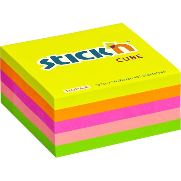 Stick`N 76x76mm 400 lap neon szivárvány öntapadó kockatömb Stick`N 76x76mm 400 lap neon szivárvány öntapadó kockatömb