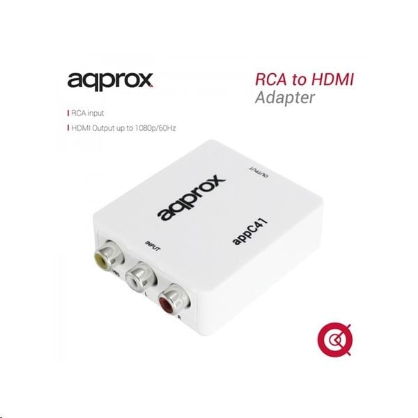 Approx RCA -> HDMI adapter (1080p / 60Hz, 720p / 60Hz) (APPC41) Approx RCA -> HDMI adapter (1080p / 60Hz, 720p / 60Hz) (APPC41)