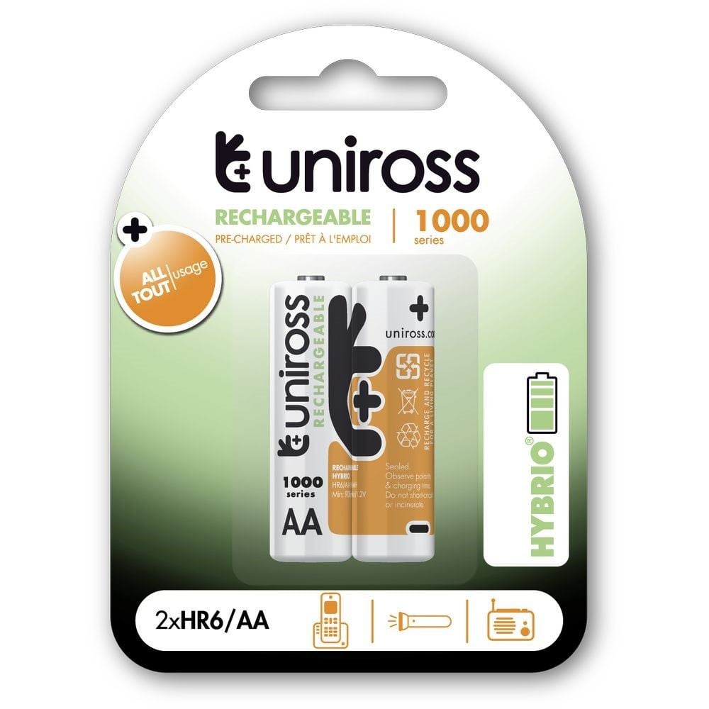 Uniross AA/ceruza 1,2V 1000mAh Ni-MH HYBRIO akkumulátor 2db/bliszter (UH2AA1000) Uniross AA/ceruza 1,2V 1000mAh Ni-MH HYBRIO akkumulátor 2db/bliszter (UH2AA1000)