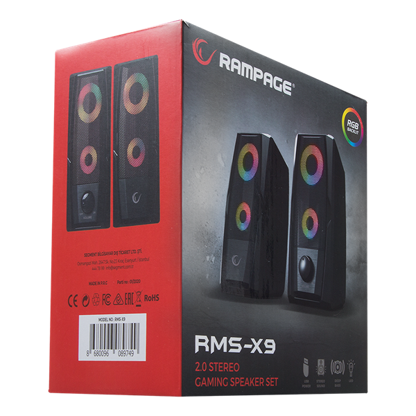 Rampage  RMS-X9 2.0 RGB  6W RMS 2.0 Hangszóró Piros 