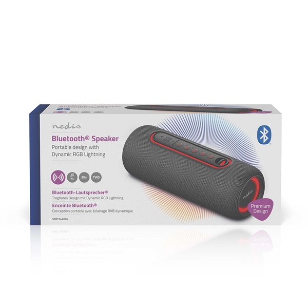 Nedis SPBT2460BK  30W  4 óra játékidő  beépített mikrofon akkumulátoros bluetooth hangszóró