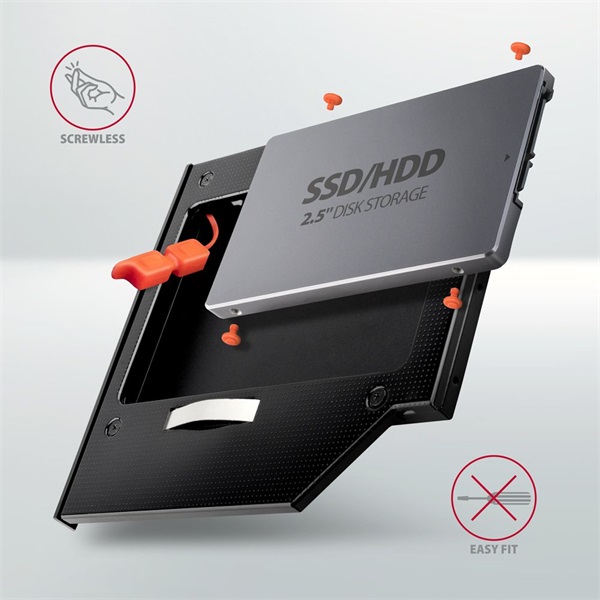 Axagon RSS-CD09 2.5" laptop ODD beépítő adapter fekete