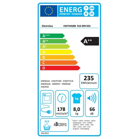 Electrolux EW7H458B SZÁRÍTÓGÉP HŐSZIVATTYÚS 8KG