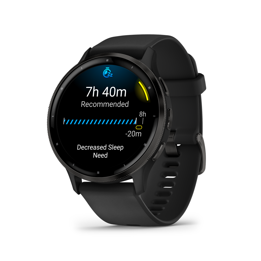Garmin Venu 3 fekete, fekete kerettel, bőr és szilikon szíjjal okosóra