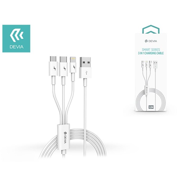 Devia ST329975 SMART 3in1 micro USB/Type-C/Lightning 1,2m töltőkábel Devia ST329975 SMART 3in1 micro USB/Type-C/Lightning 1,2m töltőkábel