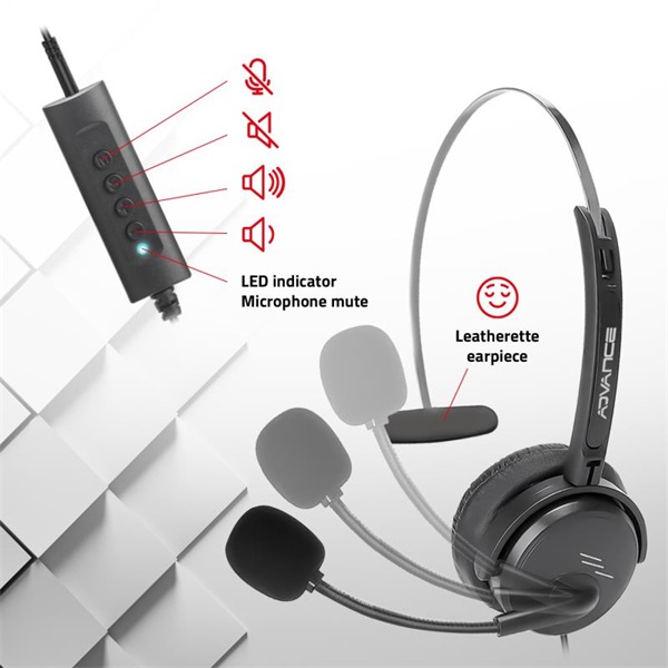 Advance SMARTPHONICS 350  3,5mm Jack/USB  1,5m kábel  fekete Fejhallgató 