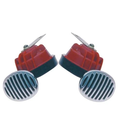 Homasita 12V-os dupla csigakürt piros-króm (56HN613 )