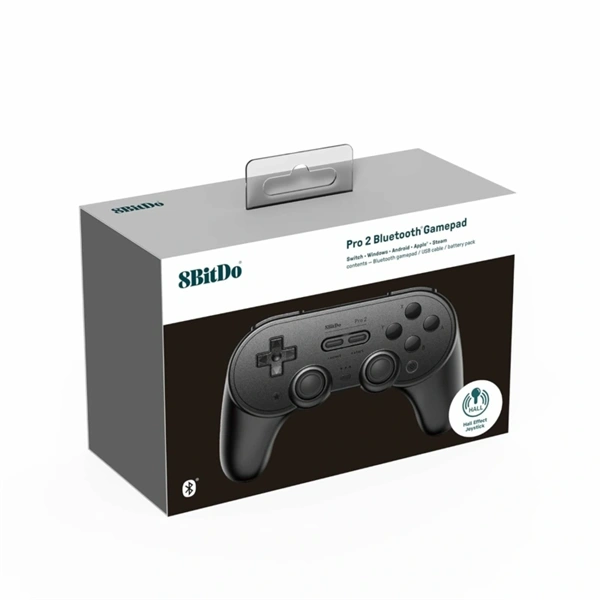 8BitDo Pro 2 Nintendo Switch Switch 2 PC Mobil Steam Bluetooth Hall-Effect vezeték nélküli kontroller Fekete