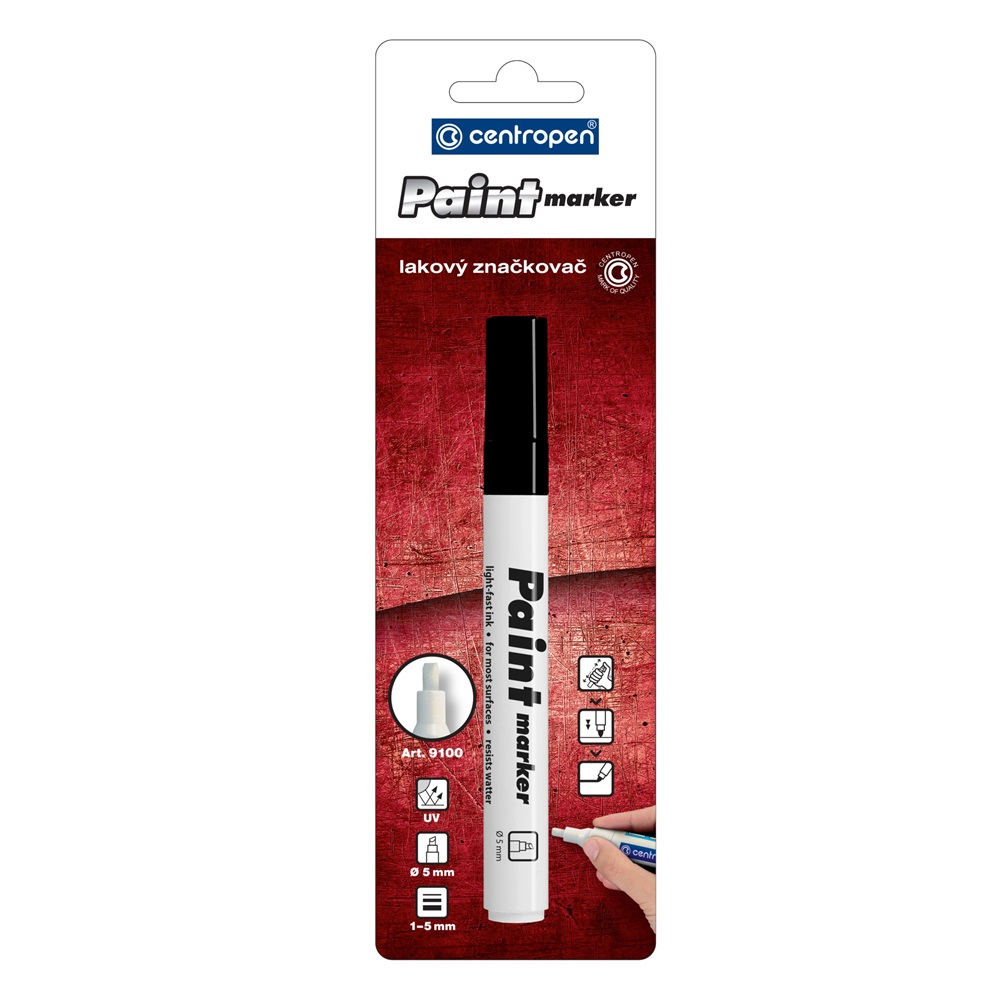 Centropen Lakkmarker 1-5mm, vágott hegy  9100 fekete (A-591009912)