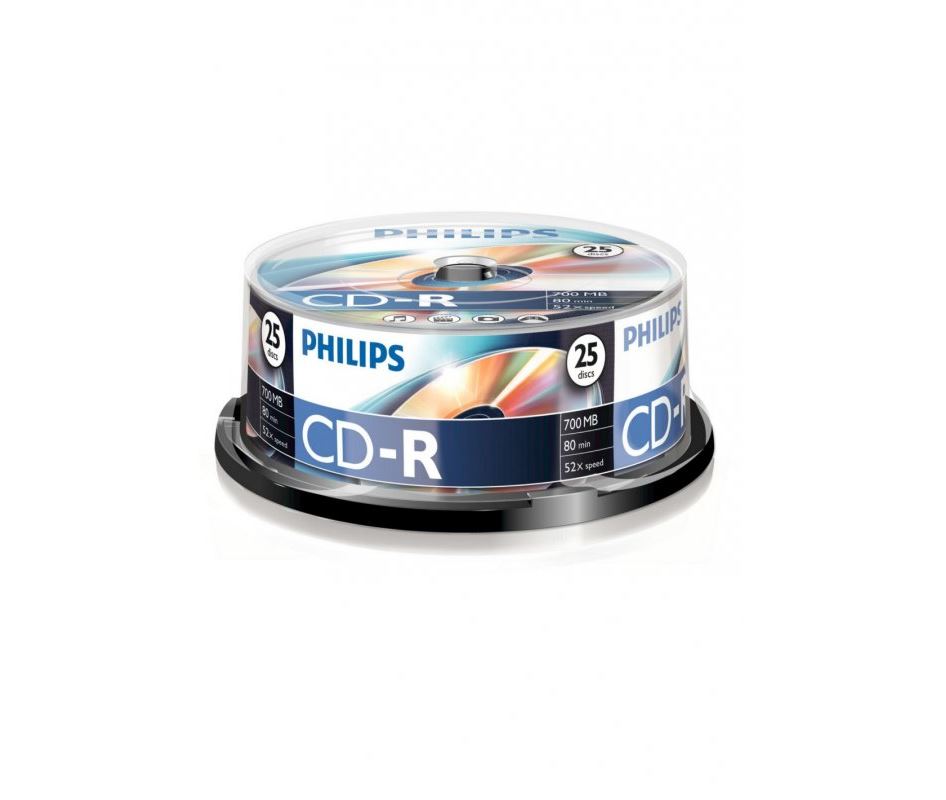 Philips CD-R 80'/700MB lemez hengeres 25db/cs Philips CD-R 80'/700MB lemez hengeres 25db/cs