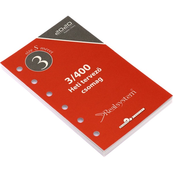 Realsystem 3/400 éves heti beosztású gyűrűs naptár kiegészítő