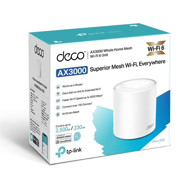 TP-Link Deco X50 AX3000 Whole Home Mesh WiFi 6 System (1 Pack) White TP-Link Deco X50 AX3000 Whole Home Mesh WiFi 6 System (1 Pack) White