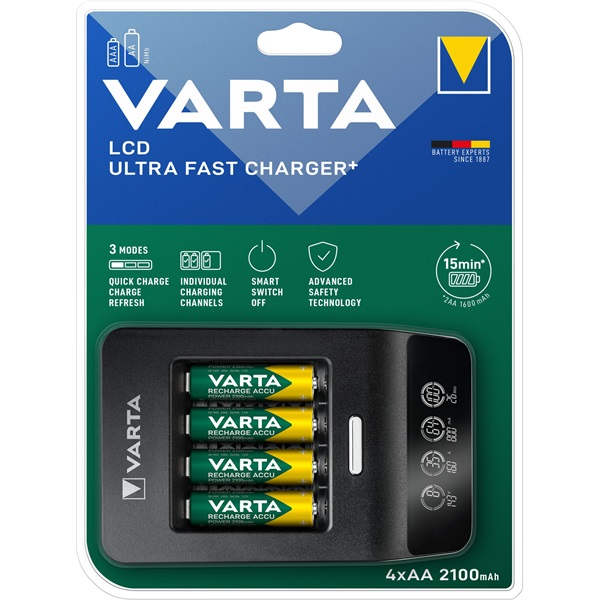 Varta 57685101441 LCD Ultra Fast Charger/4db AA 2100mAh akku/akku töltő