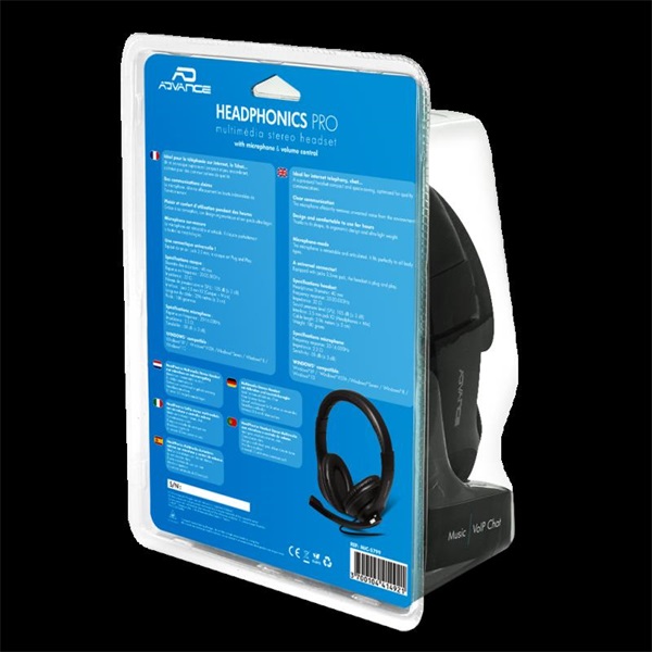 Advance HEADPHONICS PRO  3,5mm Jack Fejhallgató   Fekete 