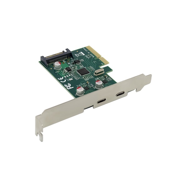 Conceptronic EMRICK07G  PCIe x4 to 2x USB-C 3.2 Gen2  Táp: 15pin SATA Bővítőkártya 