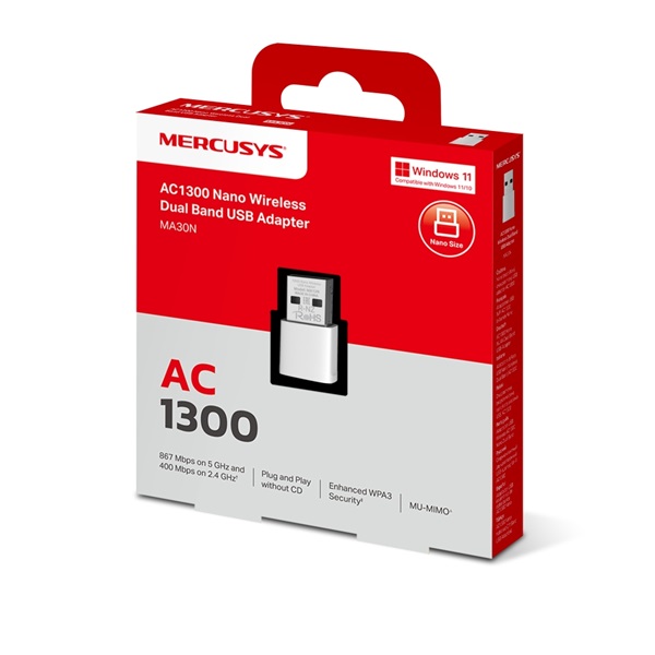 MERCUSYS MA30N USB Dual Band AC1300 Wireless Adapter MERCUSYS MA30N USB Dual Band AC1300 Wireless Adapter
