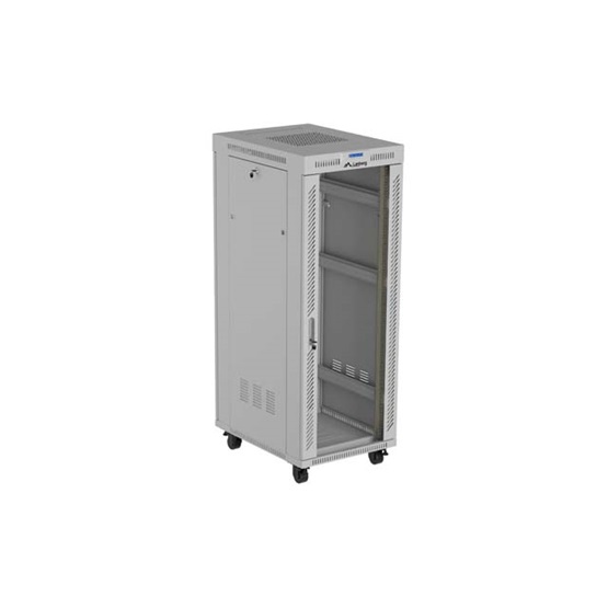 Lanberg 19" szabadon álló rack szekrény 32U 600X800 üvegajtó lapraszerelt LCD kijelző Szürke V2