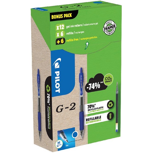 Pilot G2 Greenpack 0,7mm 12db kék betéttel zseléstoll Pilot G2 Greenpack 0,7mm 12db kék betéttel zseléstoll