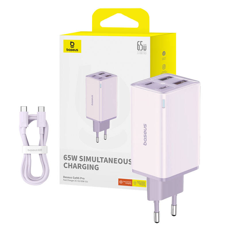 Baseus GAN6 Pro gyorstöltő, 2xUSB-C + 2xUSB, 65W