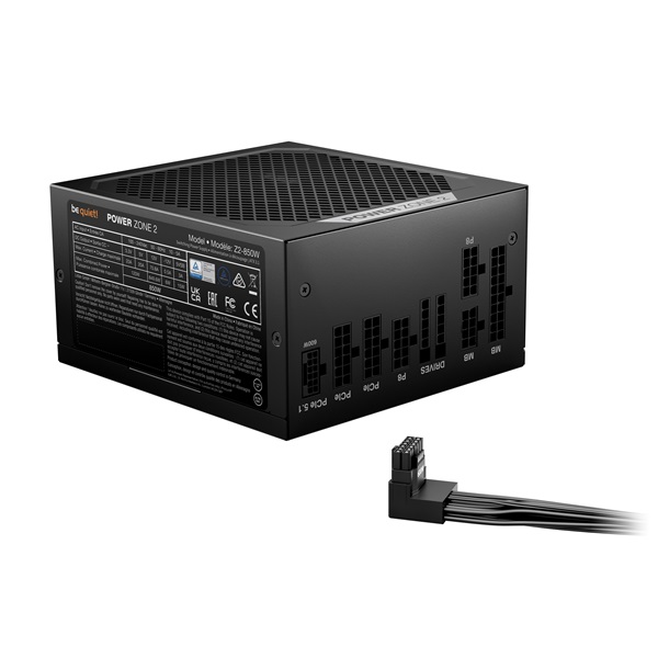 Be Quiet!  850W POWER ZONE 2  80+ Platinum  ATX3.1 moduláris félpasszív ventilátor Tápegység Fekete 