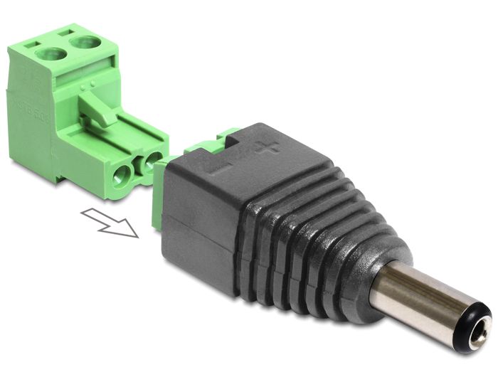 Delock DC 2.5 x 5.5 mm apa > Terminal Block 2 pin adapter, 2 részes (65488)