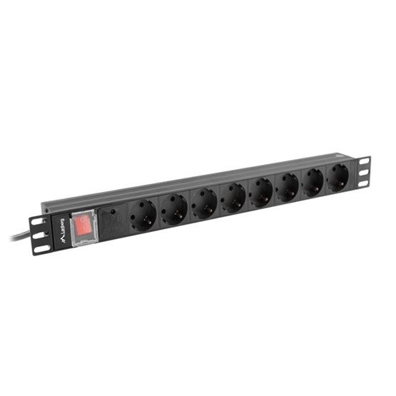 Lanberg 1U 16A 8 aljzat elosztósor 2m (PDU-08F-0200-BK)
