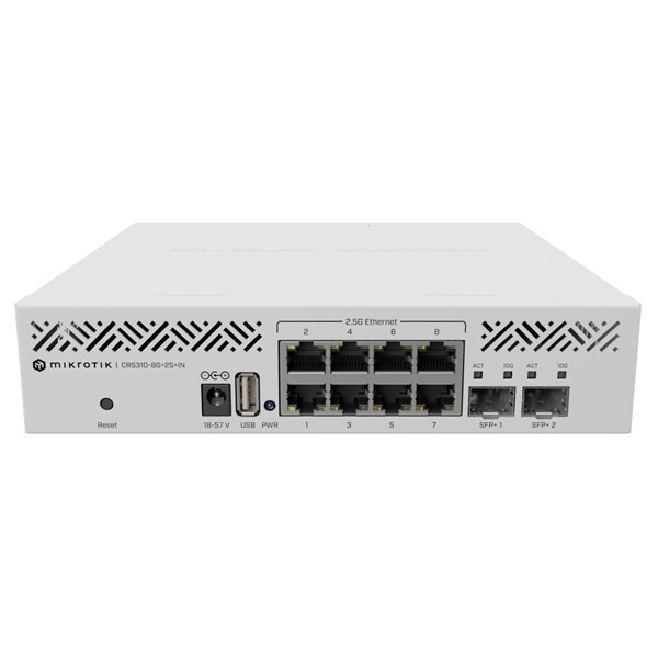 MikroTik CRS310-8G+2S+IN 8x 2.5GbE LAN port, 2x SFP+ port Cloud Router Switch MikroTik CRS310-8G+2S+IN 8x 2.5GbE LAN port, 2x SFP+ port Cloud Router Switch