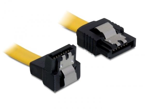 DeLock DL82798 kábel SATA 6 Gb/s fém rögzítővel L / egyenes kábel 10 cm DeLock DL82798 kábel SATA 6 Gb/s fém rögzítővel L / egyenes kábel 10 cm