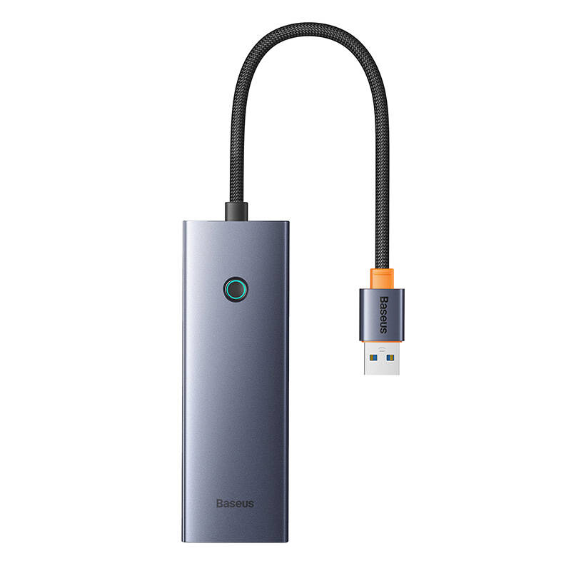 Hub Baseus UltraJoy Series Lite 4-Port (USB to USB 3.0*3+RJ45*1+USB-C 5V) (gray) Hub Baseus UltraJoy Series Lite 4-Port (USB to USB 3.0*3+RJ45*1+USB-C 5V) (gray)