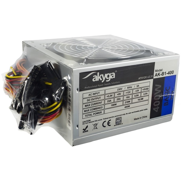 Akyga 400W Basic tápegység OEM 12cm-es ventilátor (AK-B1-400)