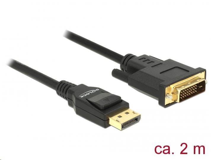 Delock Displayport 1.2 apa > DVI 24+1 apa passzív 2 m kábel fekete (85313) Delock Displayport 1.2 apa > DVI 24+1 apa passzív 2 m kábel fekete (85313)
