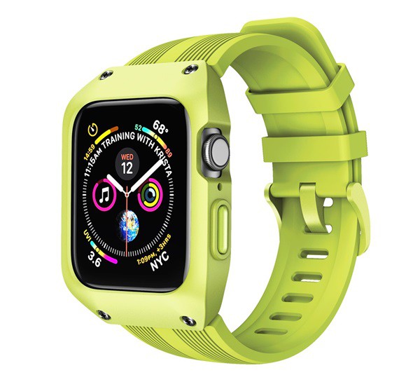 Pótszíj (egyedi méret, szilikon, ütésálló keret) ZÖLD [Apple Watch Series 1 38mm]