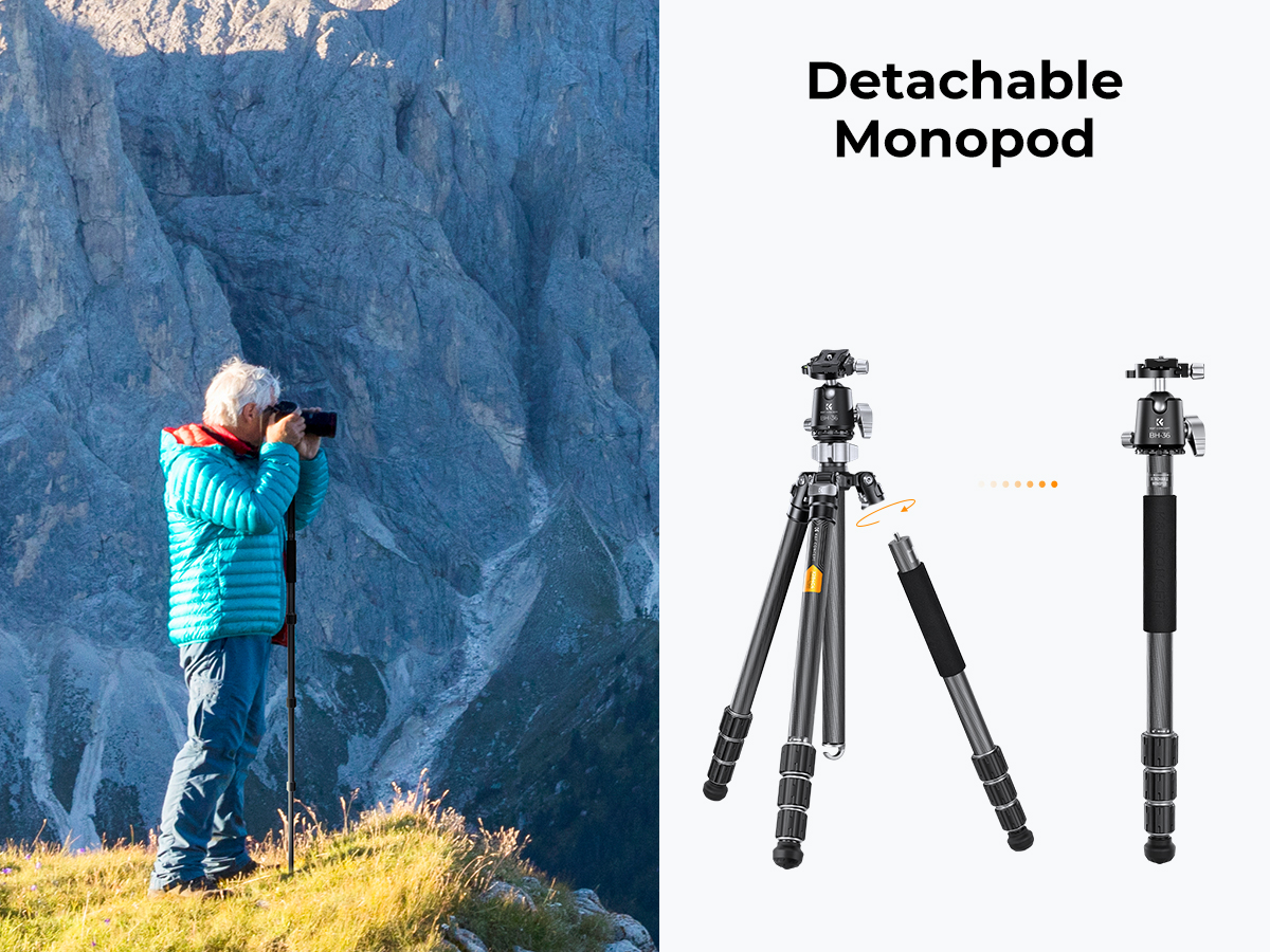 K&F Concept X284C4+BH-36 karbon állvány + monopod 172cm magasság  16kg teherbírás