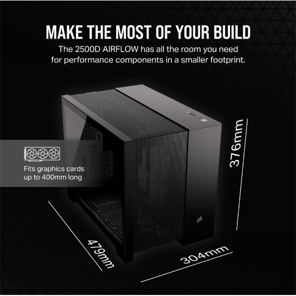 CORSAIR 2500D Airflow Tempered Glass Mid-Tower számítógépház fekete