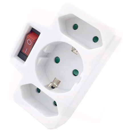 Entac EPAG-1EE2E-SW HÁLÓZATI ADAPTER 3 ALJZAT (1 FÖLDELT, 2 EURO) KAPCSOLÓVAL