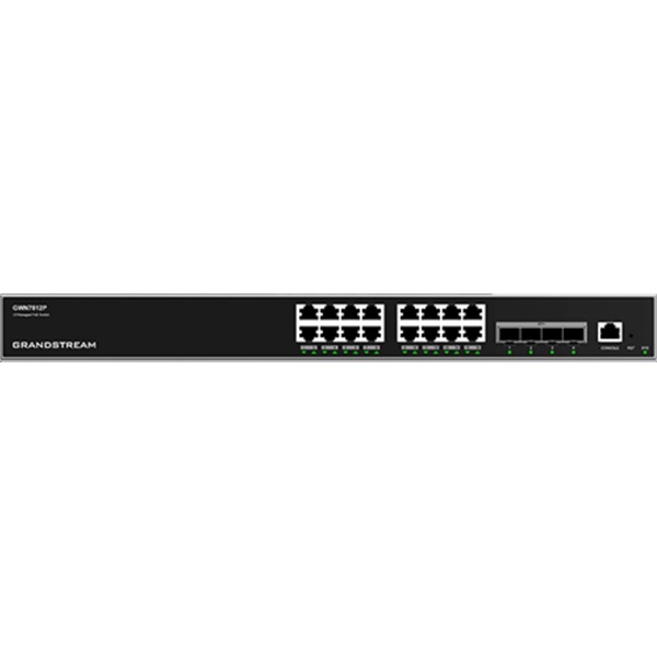 Grandstream Switch 16 port, menedzselhető, 4x SFP+, (GWN7812P)