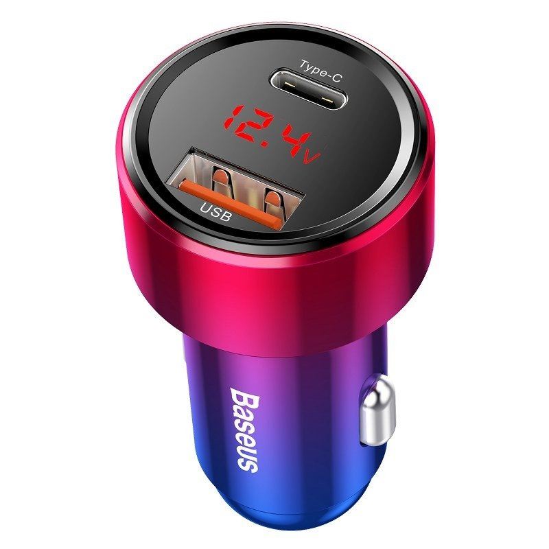 Baseus Magic autós töltő USB + USB-C QC 4.0 PD 45W, piros-kék (CCMLC20C-09) Baseus Magic autós töltő USB + USB-C QC 4.0 PD 45W, piros-kék (CCMLC20C-09)