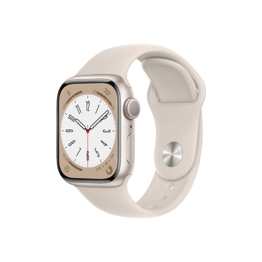 Apple Watch Series 8 GPS 41mm csillagfény alumíniumtok, csillagfény sportszíj (MNP63CM/A)