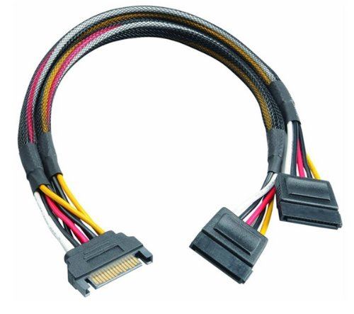 Akasa 15pin SATA apa --> 2x 15pin SATA anya tápkábel 30cm (AK-CBPW05-30)